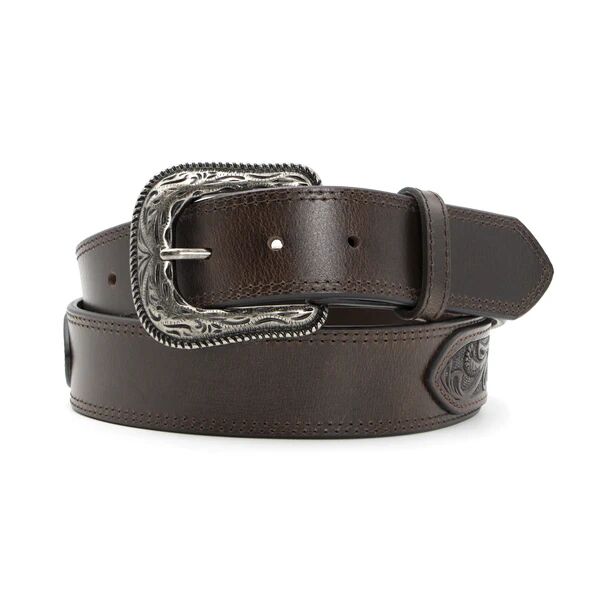 AndWest Men's 1 1/2-In Tooled And Metal Concho Overlay Belt in Brown