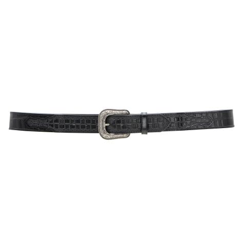 AndWest Men's 1 1/2-in Exotic Alligator Print With Checkered Billets Belt in Black
