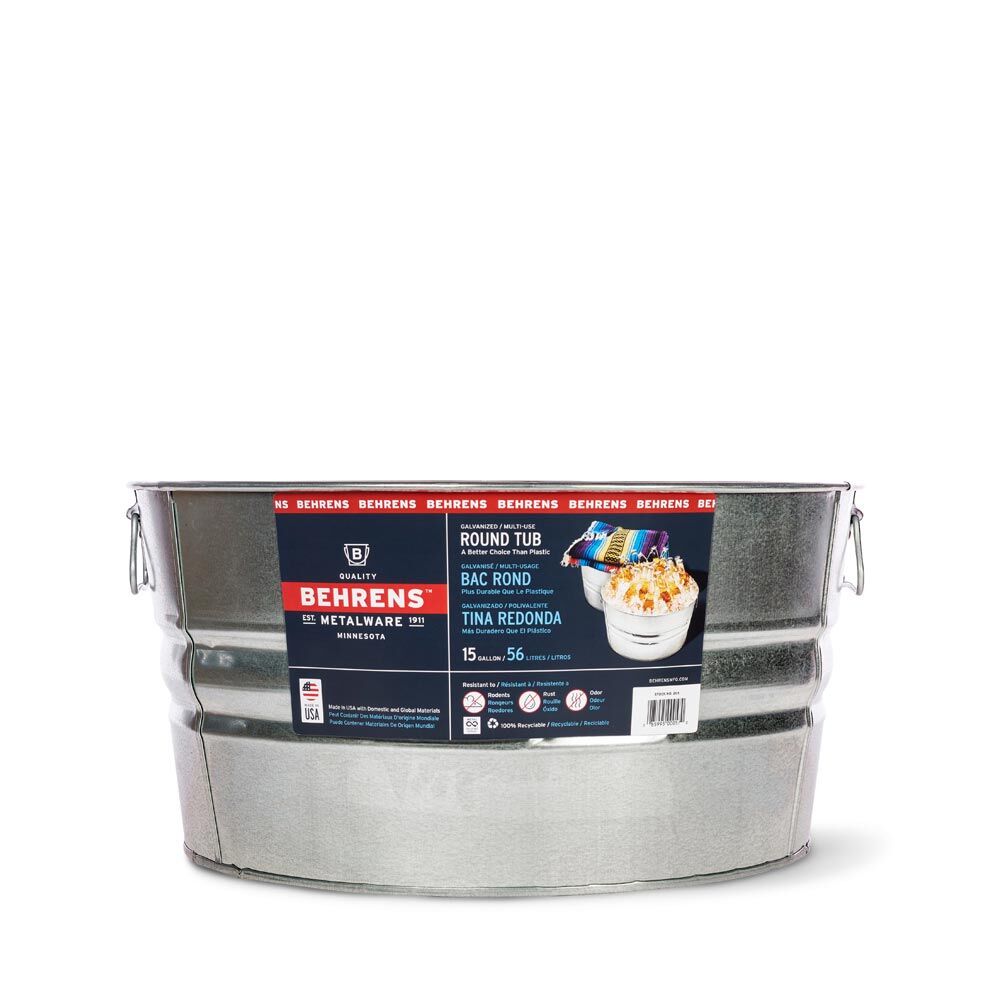 Behrens Galvanized Steel Round Tub, 15-Gal