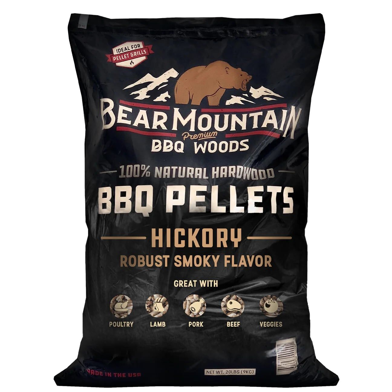 Bear Mountain Hickory BBQ Wood Pellets, 20-Lb