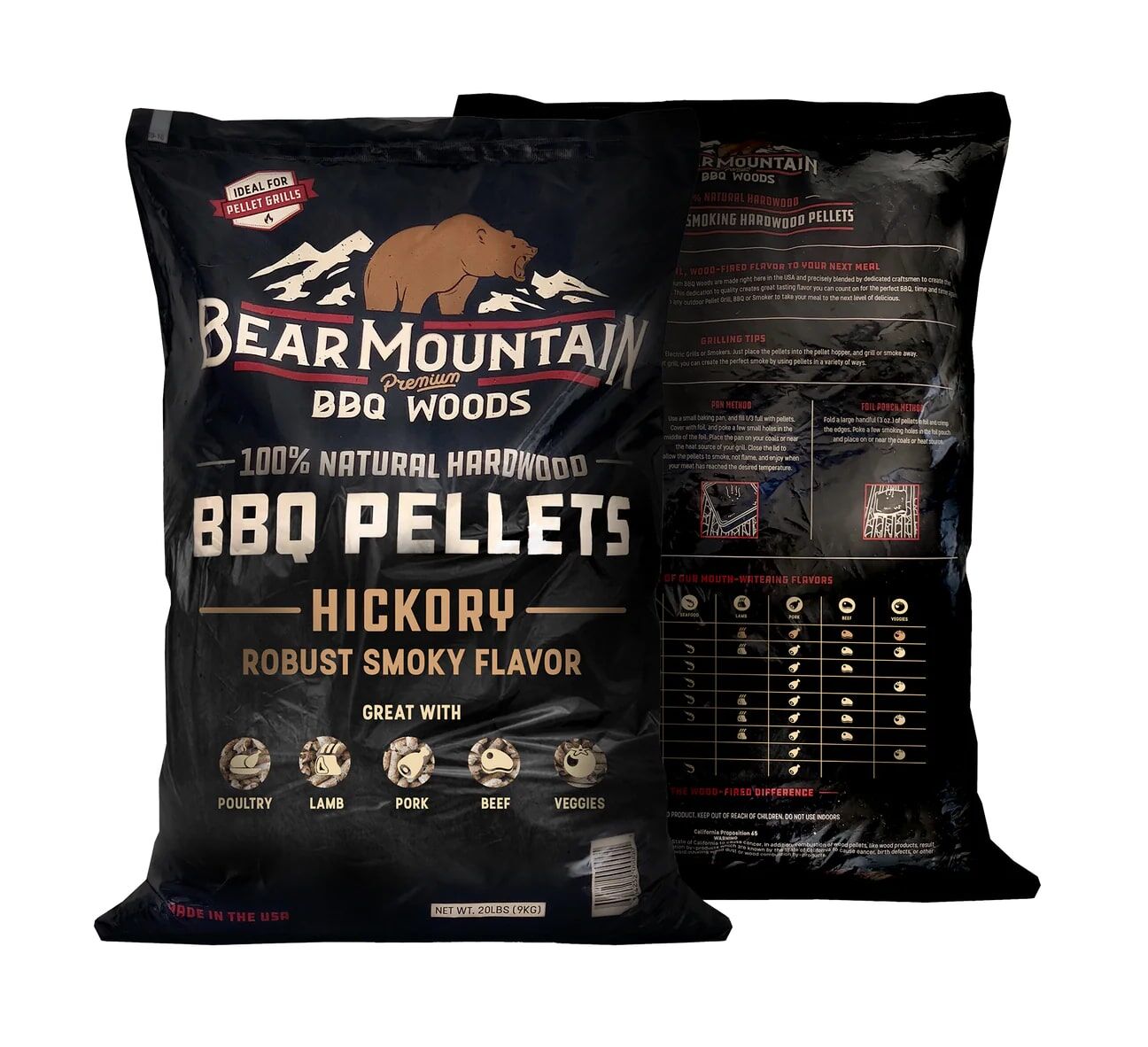 Bear Mountain Hickory BBQ Wood Pellets, 20-Lb
