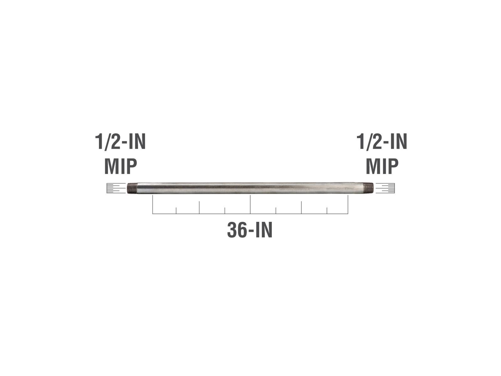 Southland Galvanized Steel Schedule 40 Pipe, 1/2-In MIP x 36-In