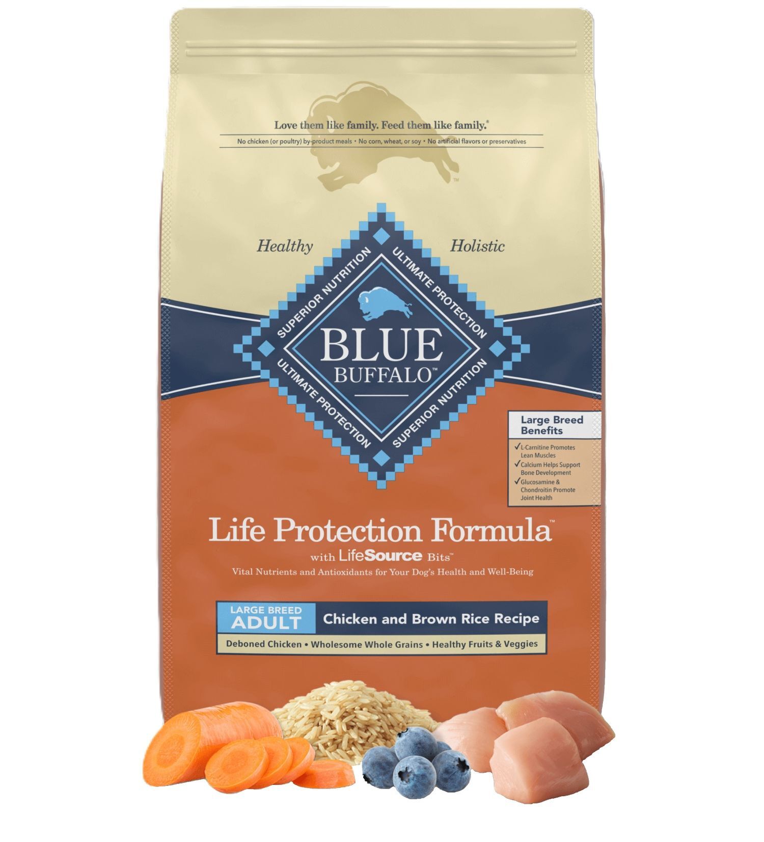 Blue Buffalo Life Protection Formula Large Breed Adult Dog Chicken and Brown Rice Dog Food, 30-Lb