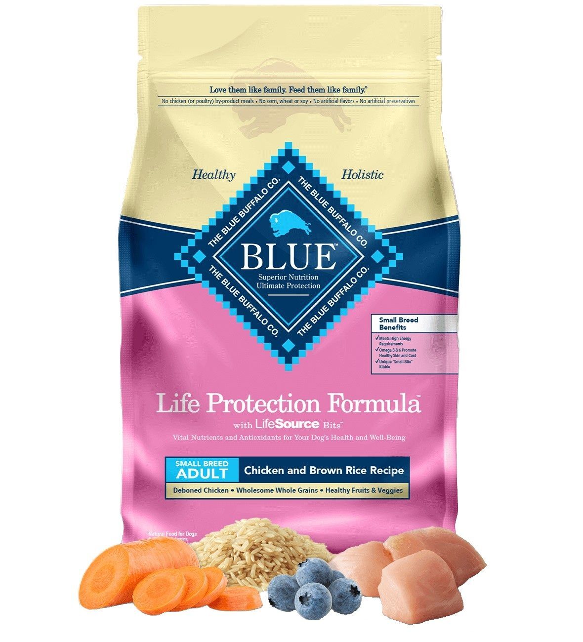 Blue Buffalo Life Protection Formula Small Breed Adult Dog Chicken and Brown Rice Dog Food, 15-Lb