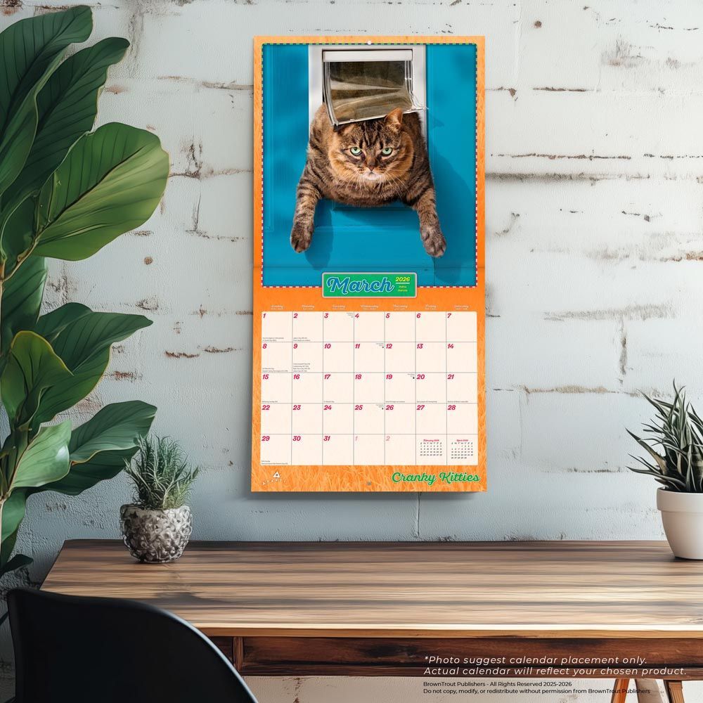 Brown Trout Publisher 2026 Avanti Cranky Kitties Monthly Square Wall Calendar, 12-In x 24-In