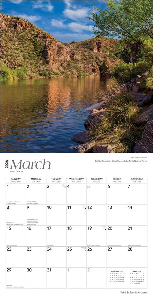 Brown Trout Publisher 2026 Arizona Wild & Scenic Monthly Square Wall Calendar, 12-In x 24-In
