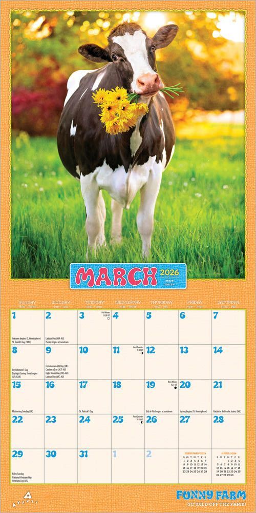 Brown Trout Publisher 2026 Avanti Funny Farm Monthly Mini Wall Calendar, 7-In x 14-In