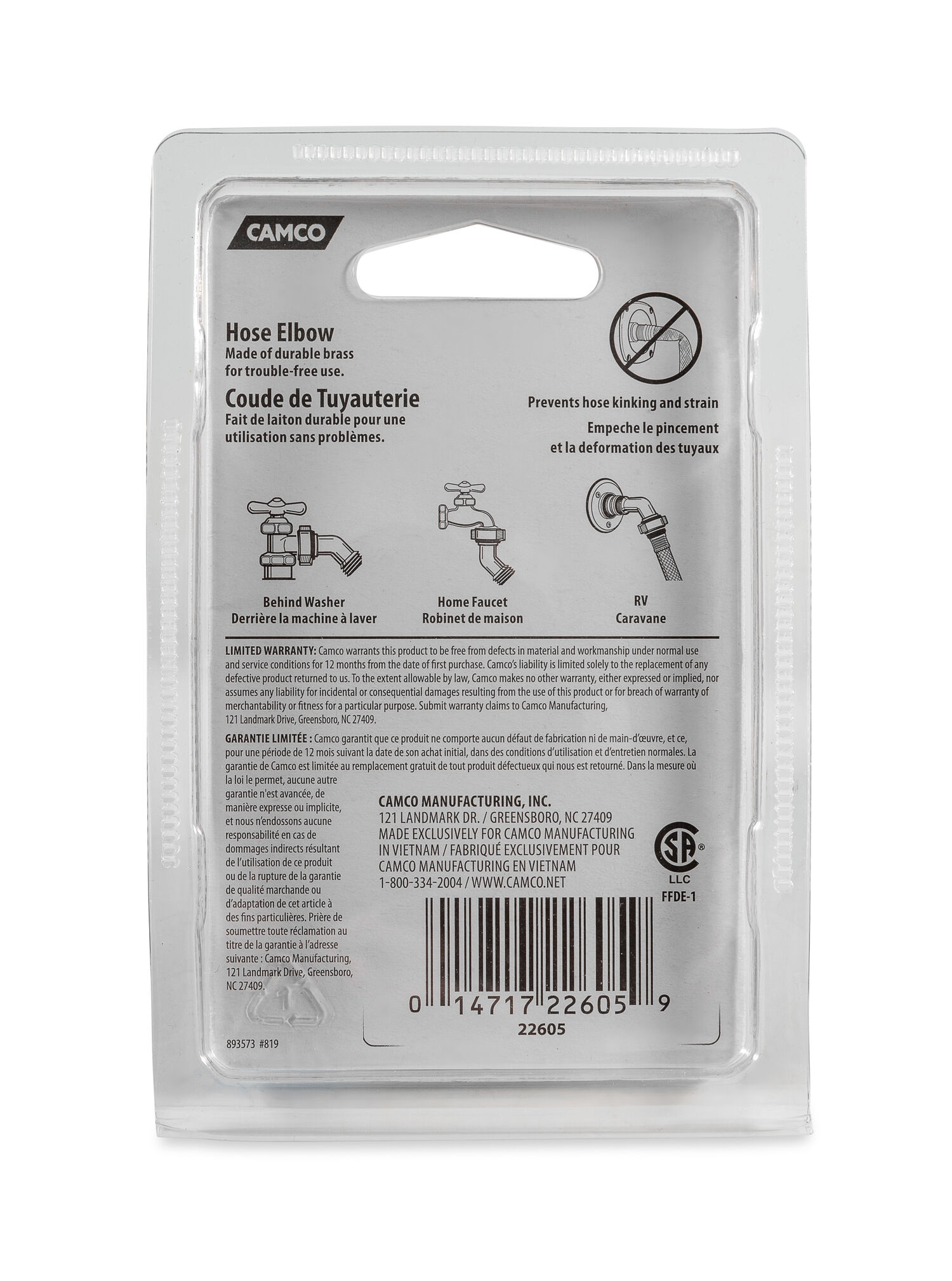 45 Degree Hose E-Lbow with Gripper 