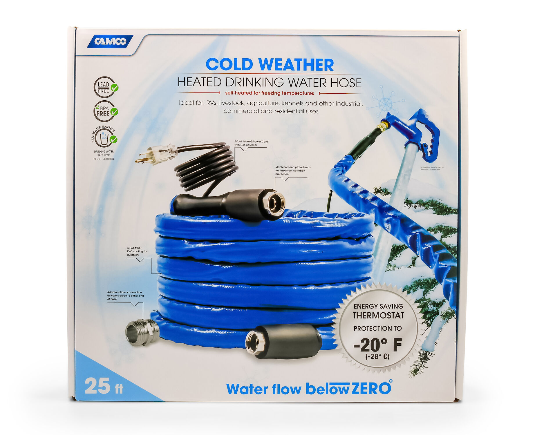 Heated Drinking Water Hose 25-Ft x 5/8-In