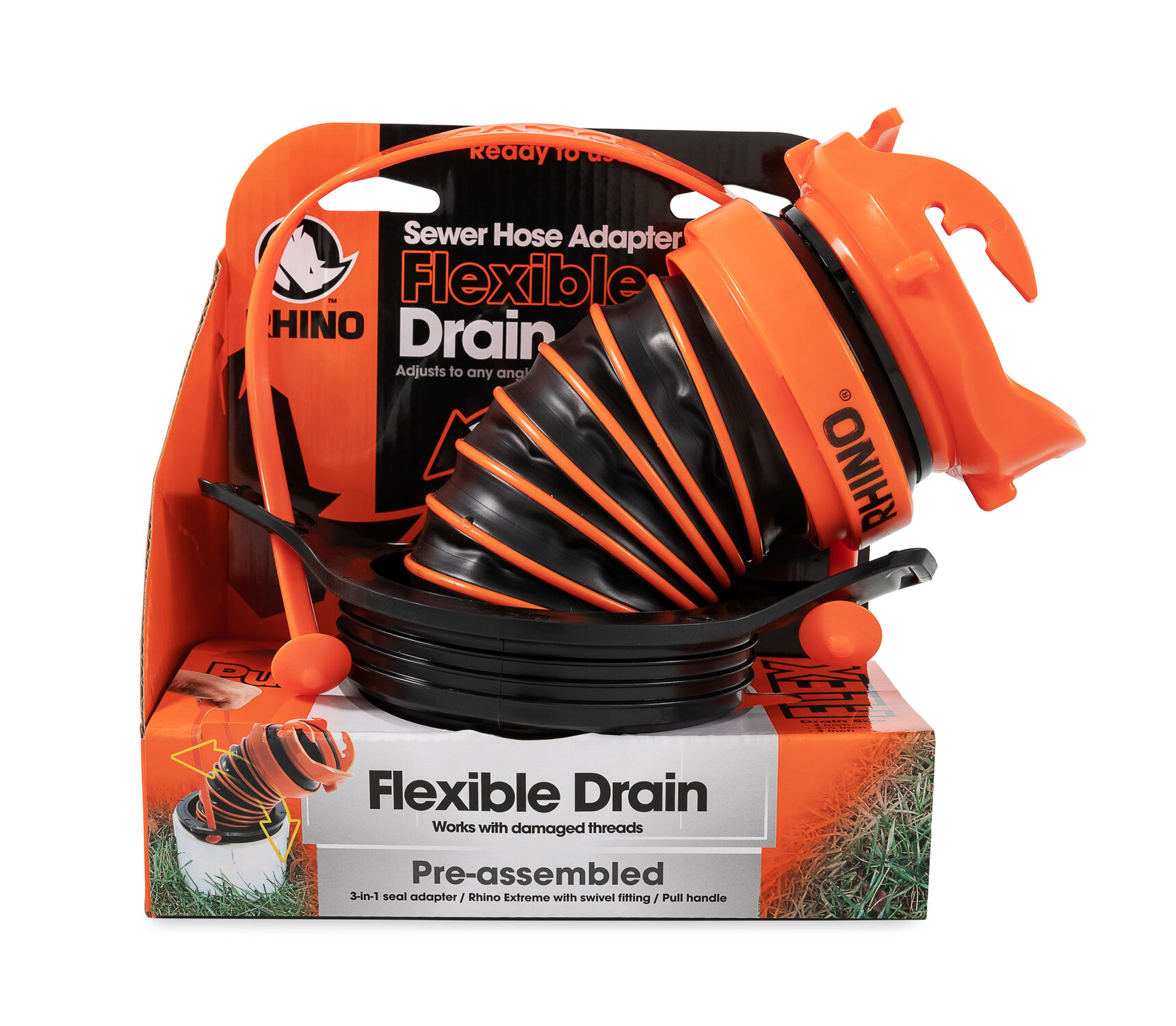 Sewer Hose Seal, Flexible 3-in-1 w/RhinoEXTREME and Handle