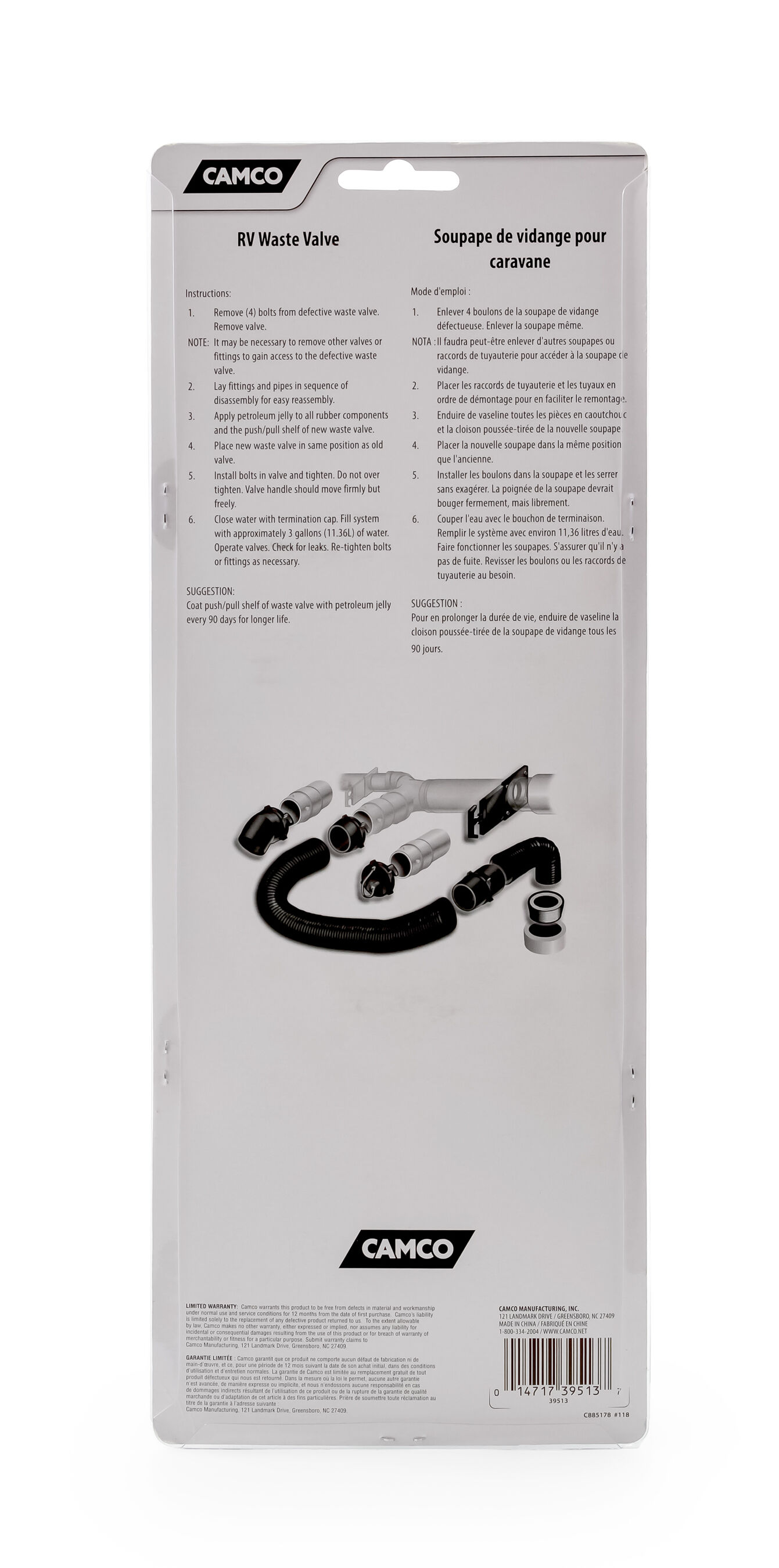 Sewer- 3-In Waste Valve w/Plastic Handle