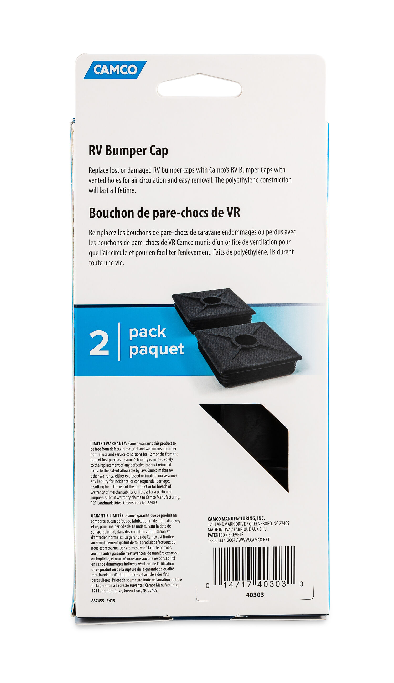 Black Bumper Caps, 2-Pk 