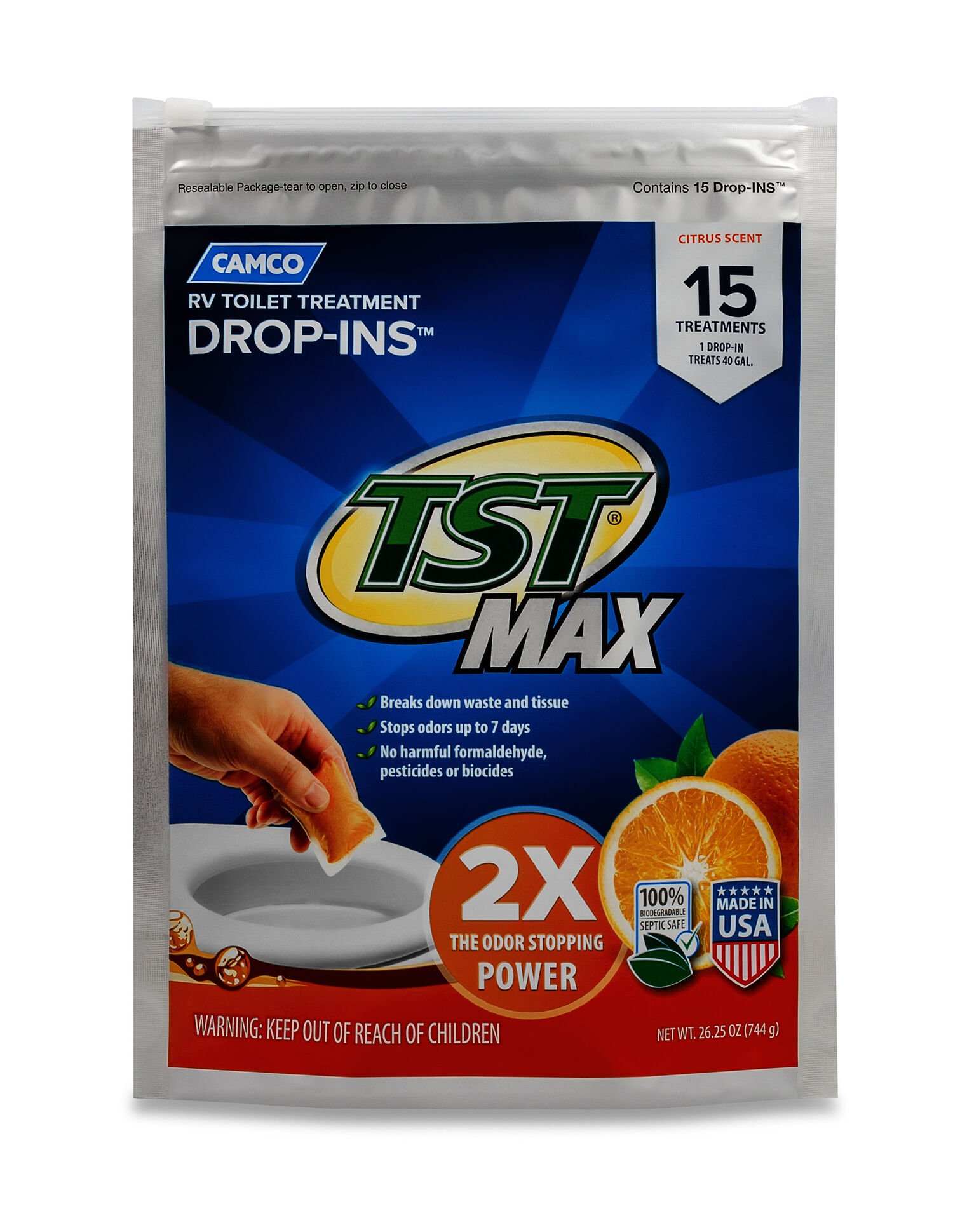 RV Toilet Treatment TST Drop-Ins in Orange, 15-Ct
