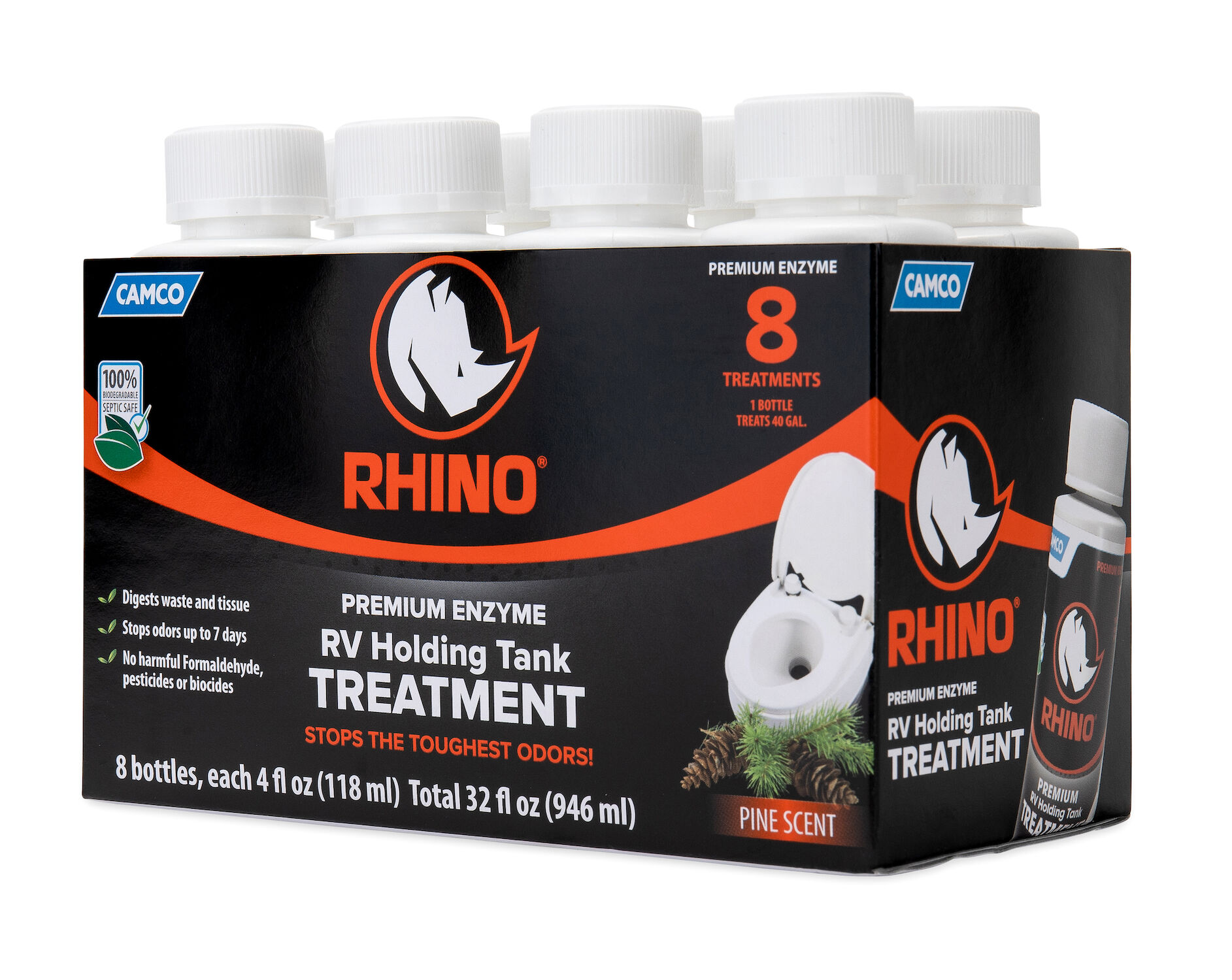 RhinoFLEX Toilet Chemical Singles, 8-4-Oz Bottles