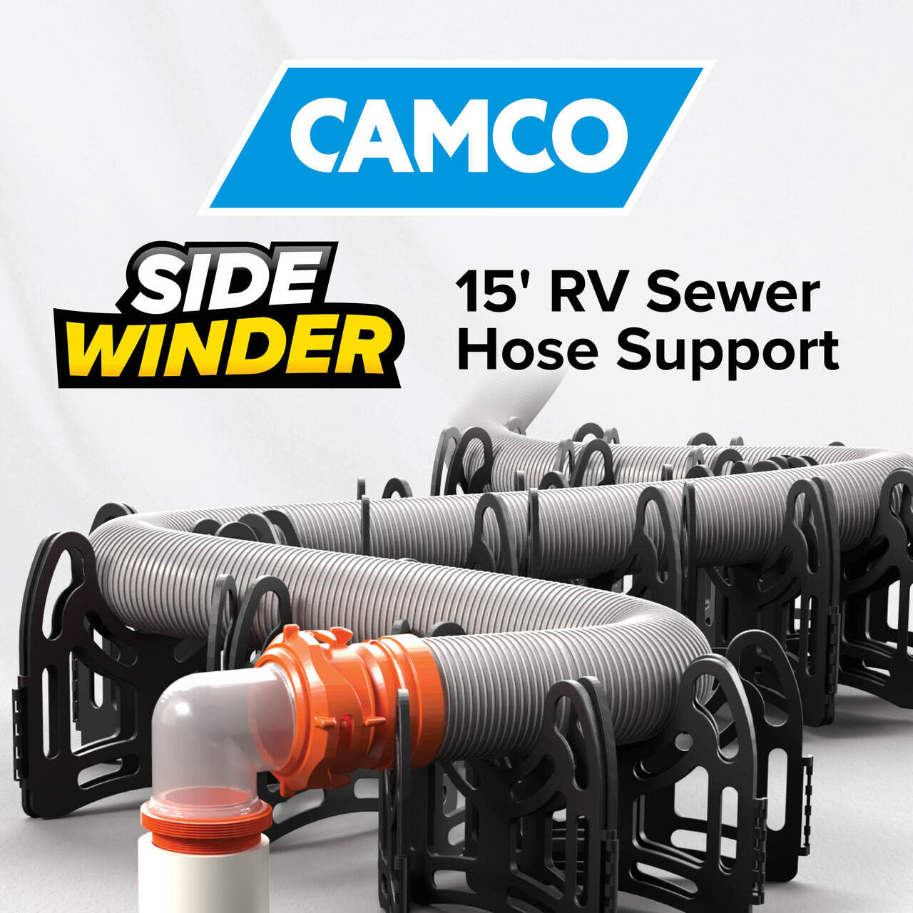 Camco RV Sidewinder Plastic Sewer Hose Support, 15-Ft