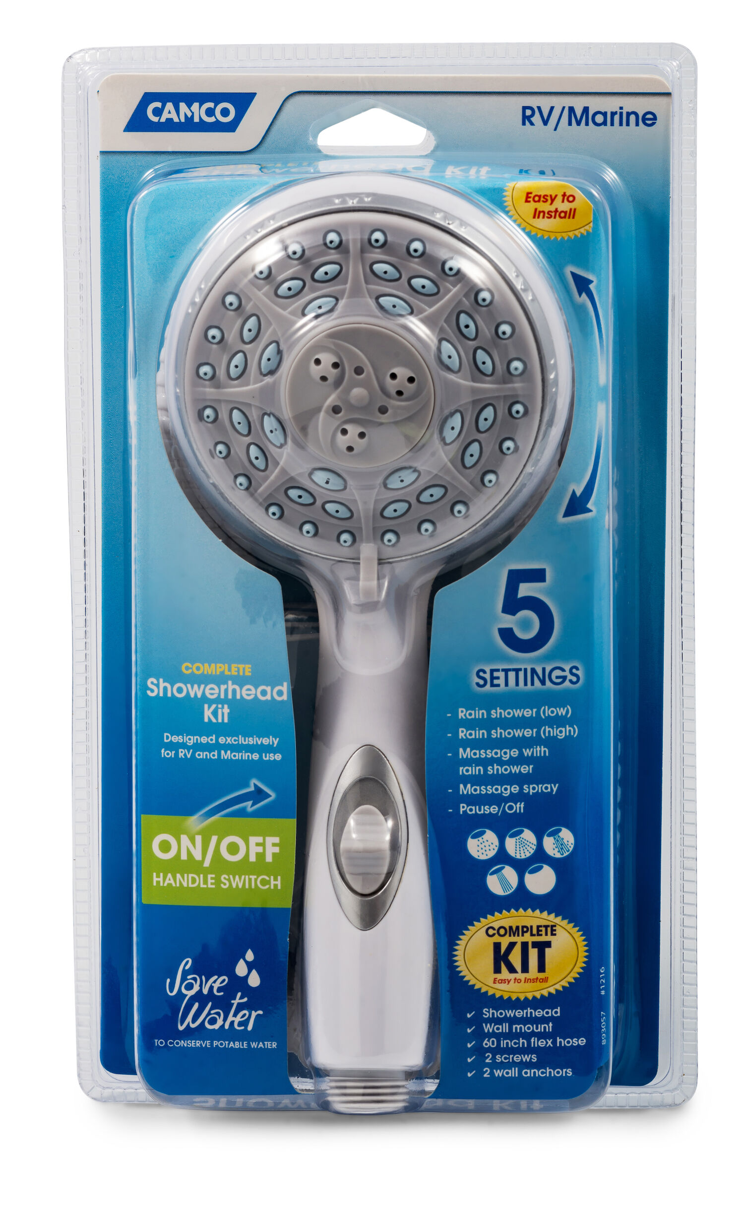 Shower Head Kit-White w/On/Off includes hose,head,mount&hrdw