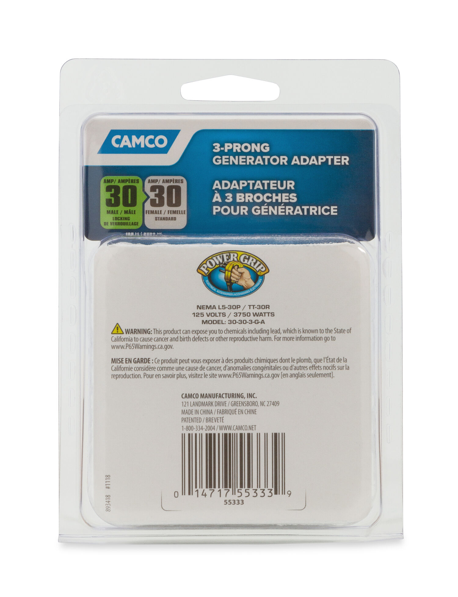 GenAdpt 30AM 3-Prong 125V/3750W