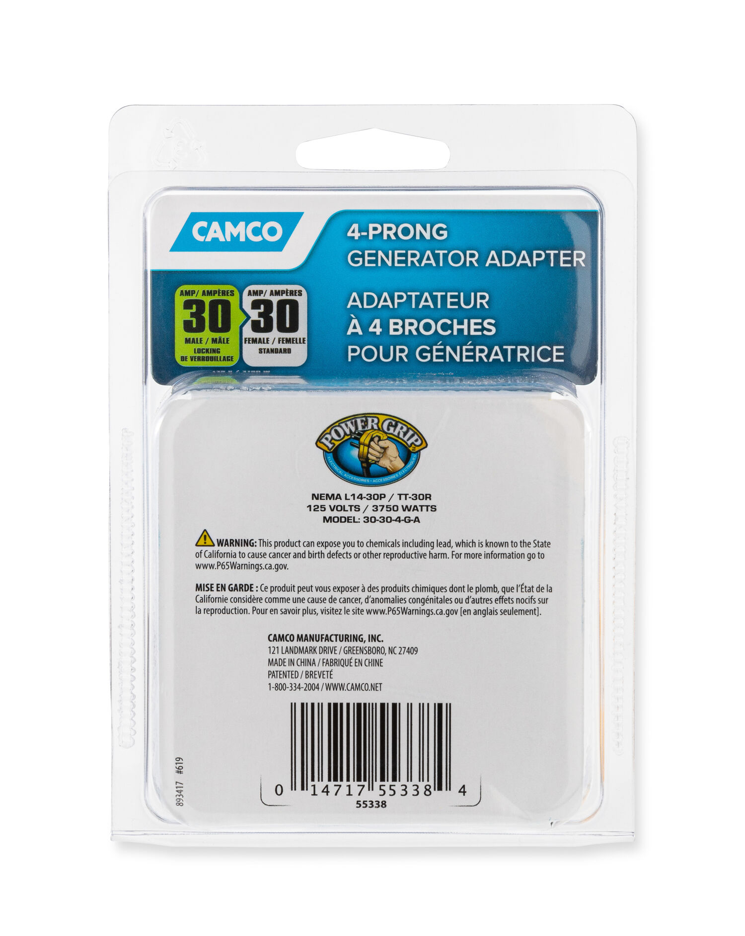 GenAdpt 30AM 4-Prong 125V/3750W