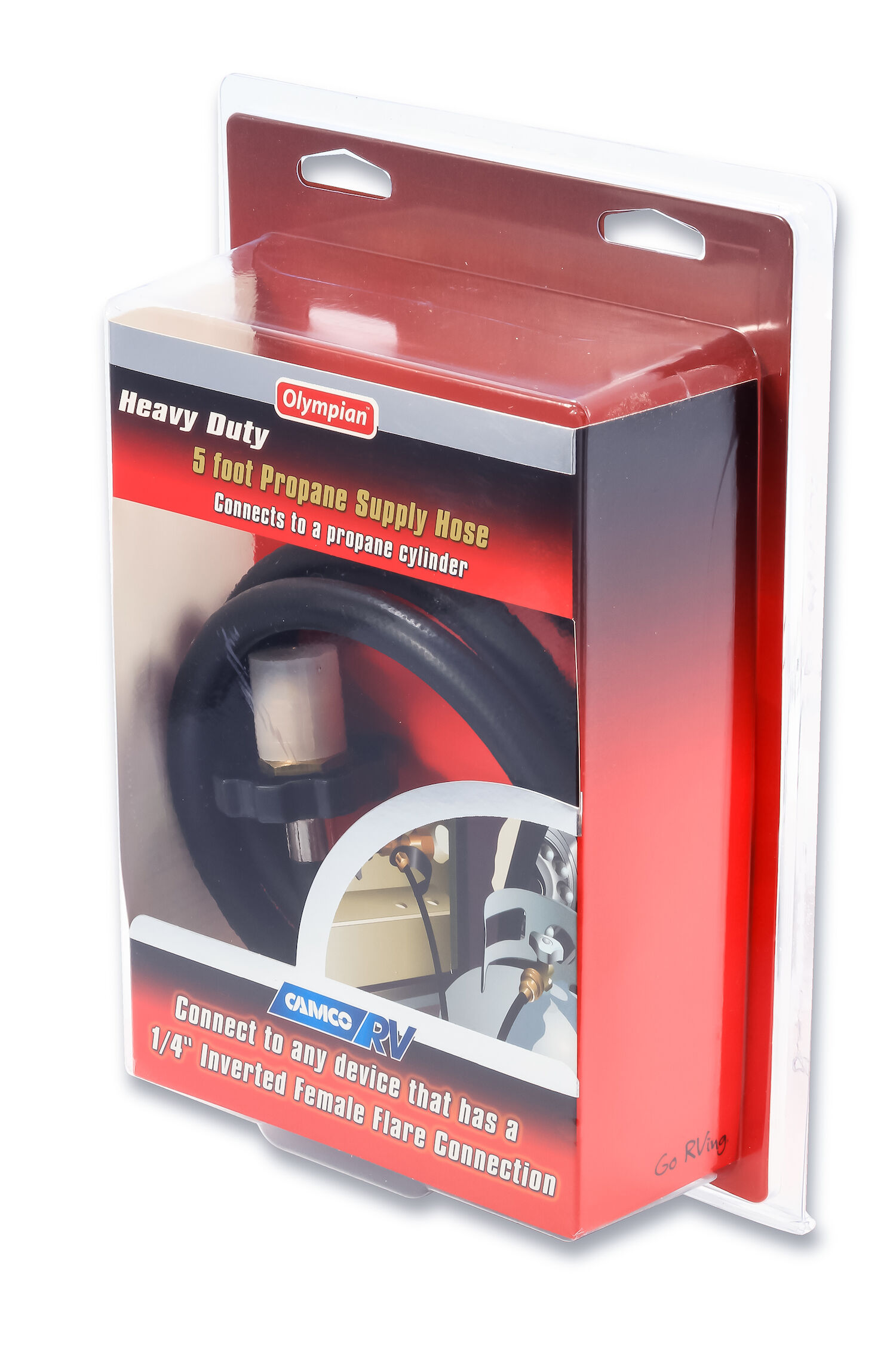 Propane Supply Hose, 5-Ft POLx1/4-In Male Inv. Flare Conn, Clam