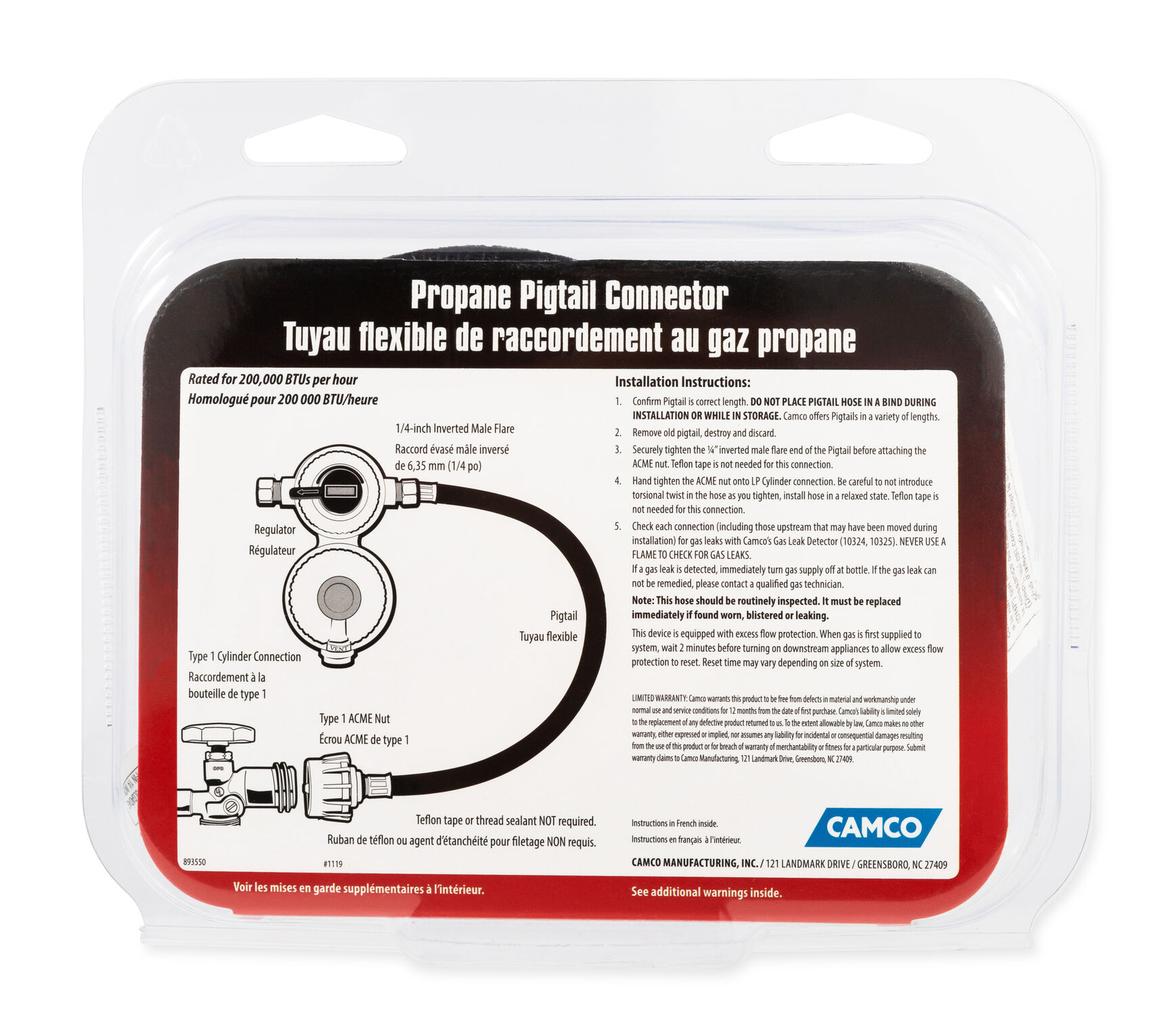 PigTail Propane Hose,15-In