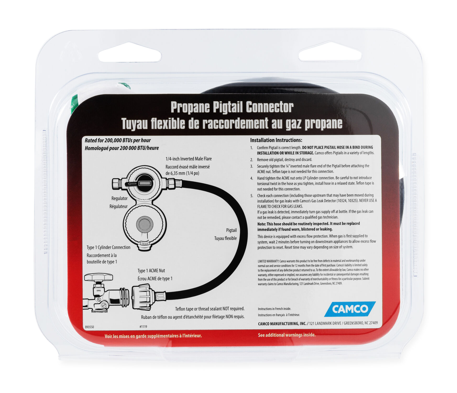 Pigtail Prop Hose, 24-In