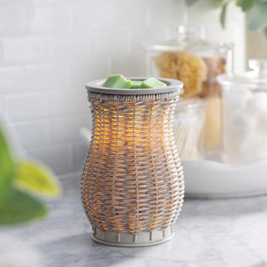 Candle Warmers Gray Washed Wicker Illumination Fragrance Warmer