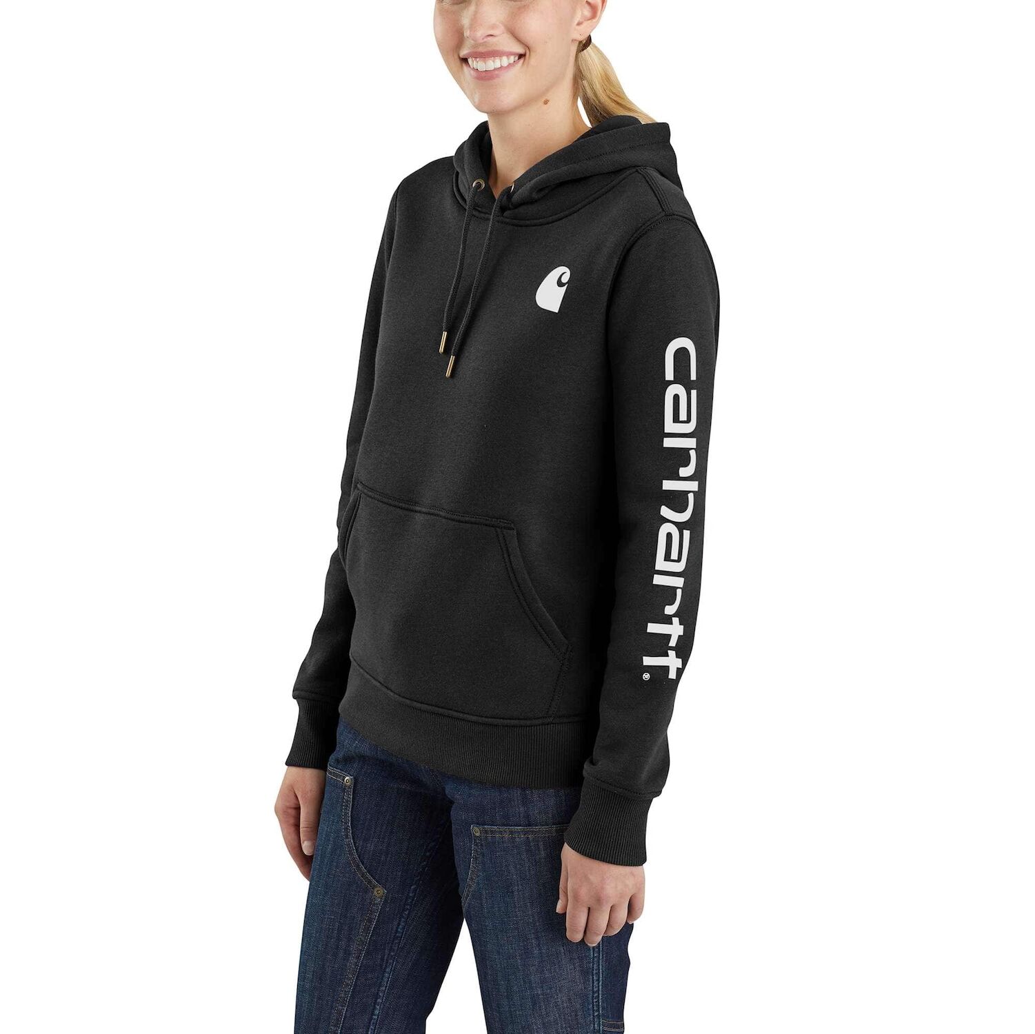 Carhartt Women's Relaxed Fit Midweight Logo Sleeve Graphic Sweatshirt
