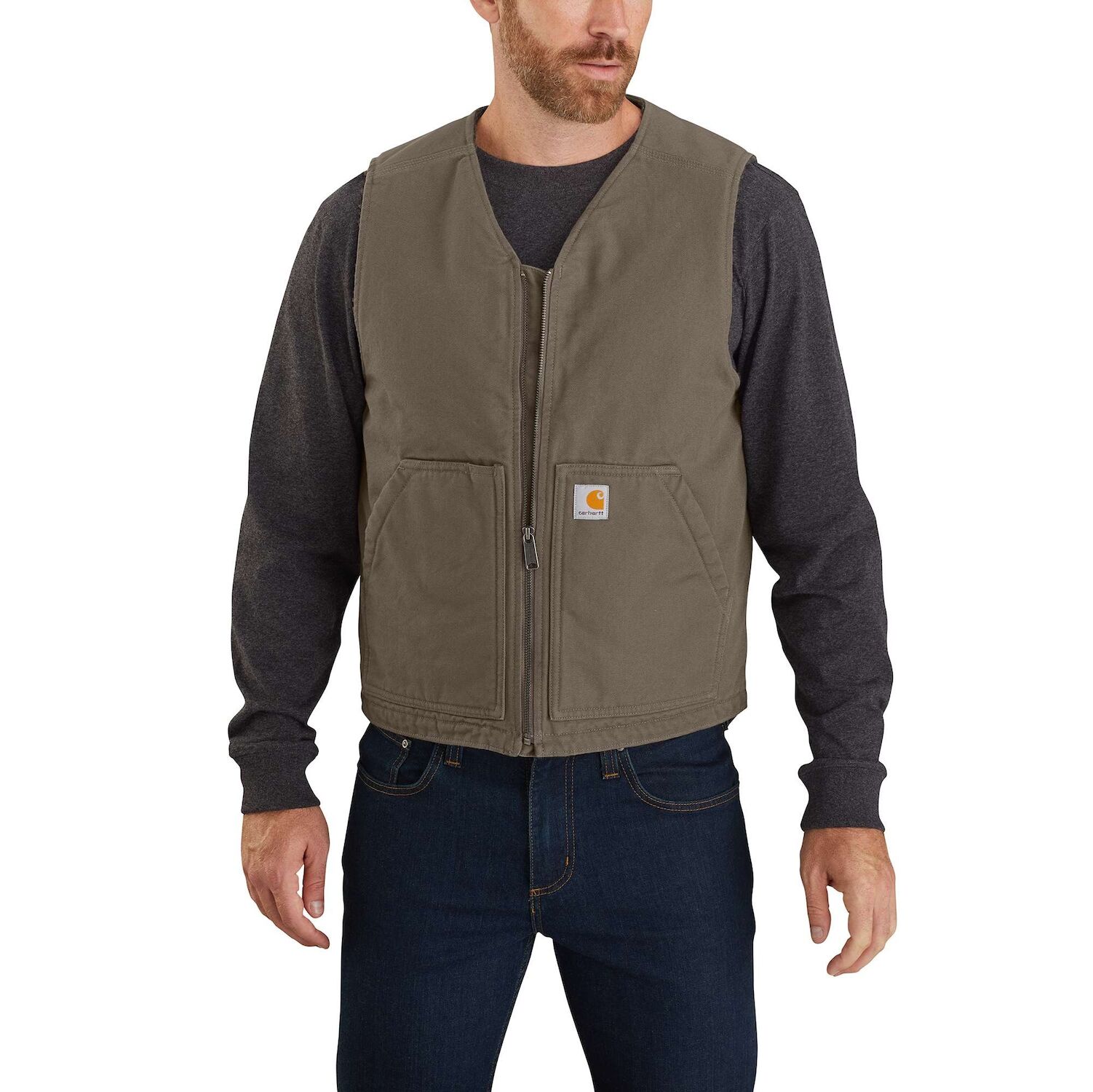 Carhartt Men's Relaxed Fit Washed Duck Sherpa-Lined Vest