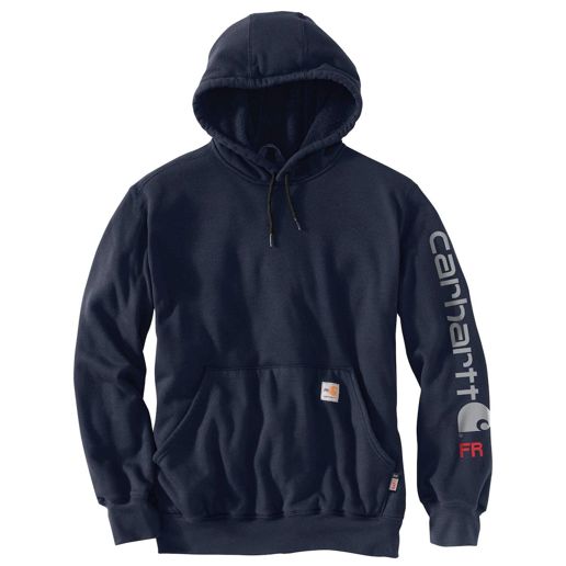 Carhartt Men's Flame-Resistant Carhartt Force Loose Fit Midweight Hooded Logo Graphic Hoodie