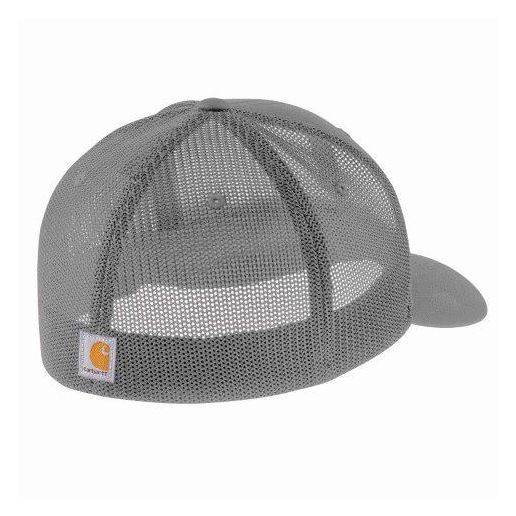 Carhartt Men's Rugged Flex Fitted Canvas Mesh Back Logo Graphic Cap in Asphalt