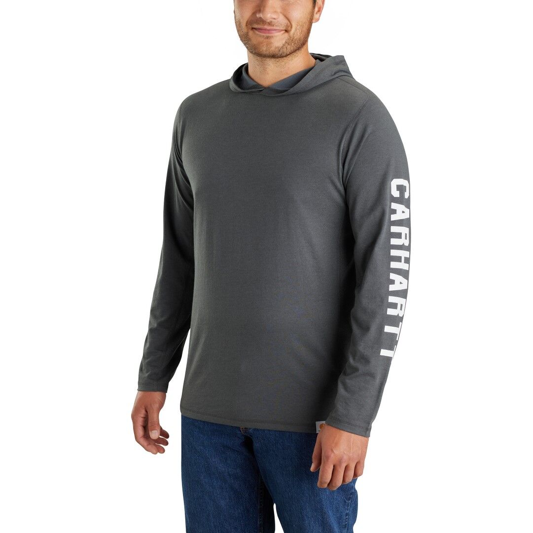 Carhartt Men's Force Relaxed Fit Long Sleeve Logo Graphic Hooded T-Shirt