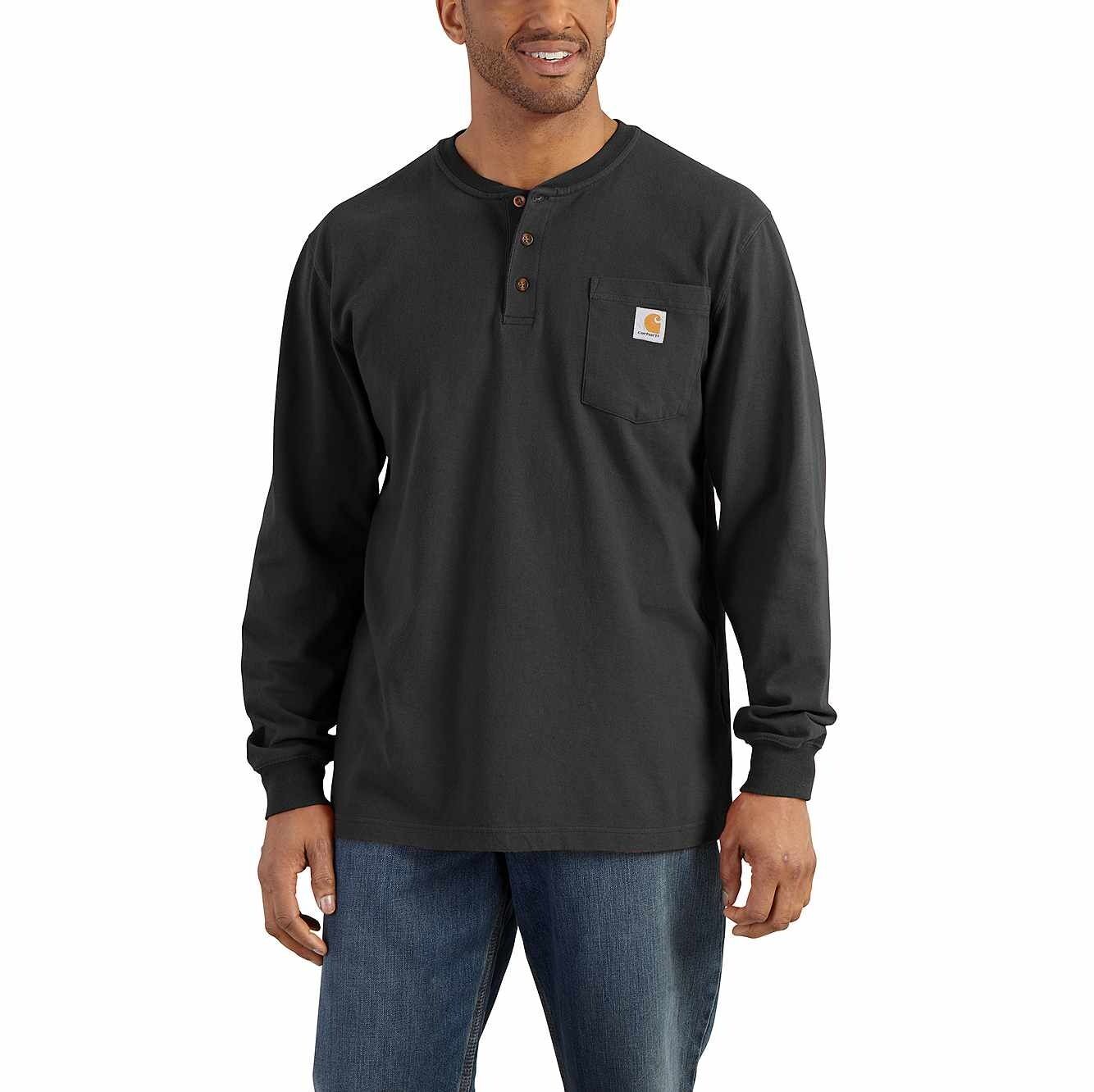 Carhartt Men's Loose Fit Heavyweight Long Sleeve Pocket Henley T-Shirt
