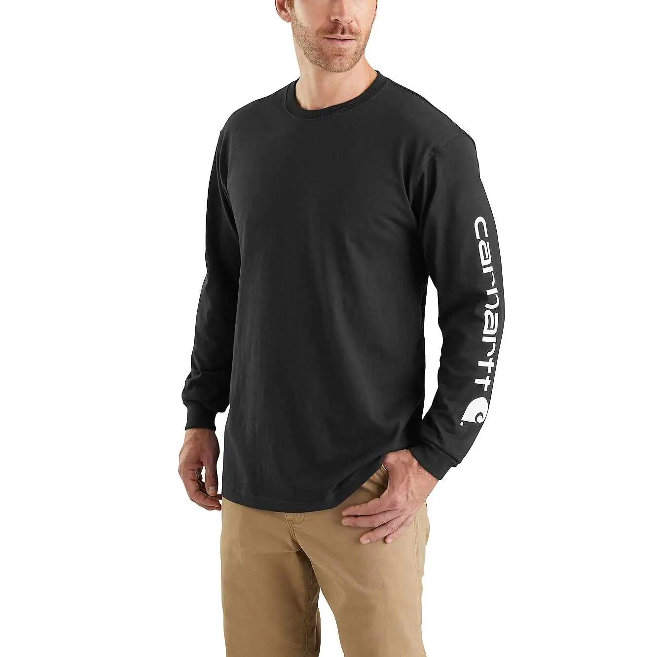 Carhartt Men's Loose Fit Heavyweight Long Sleeve Logo Sleeve Graphic T-Shirt