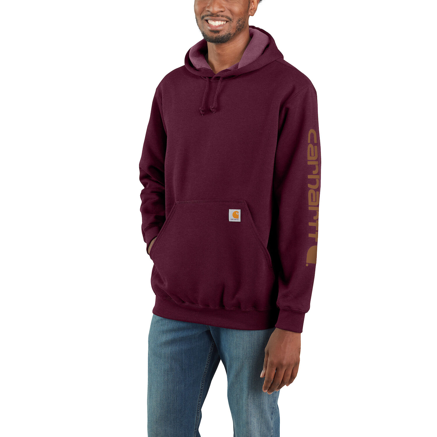 Carhartt Men's Loose Fit Midweight Logo Sleeve Graphic Hoodie