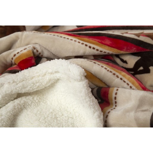 Carstens, Inc Wrangler Running Horse Country Sherpa Fleece Throw Blanket, Brown, One Size