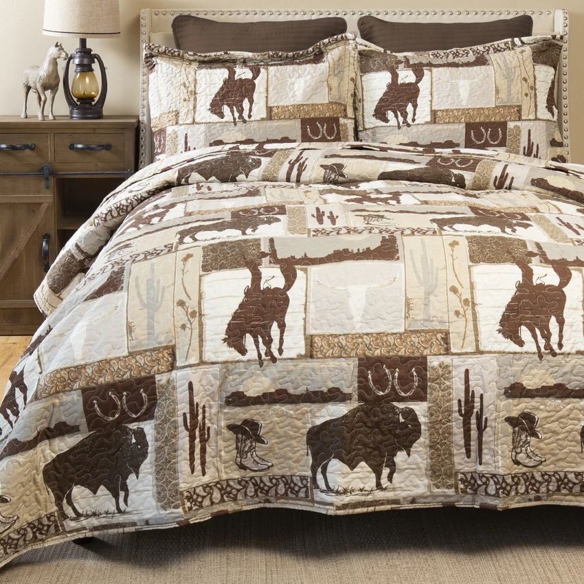 Carstens Inc. Wrangler Vintage Cowboy King Size Quilt Set