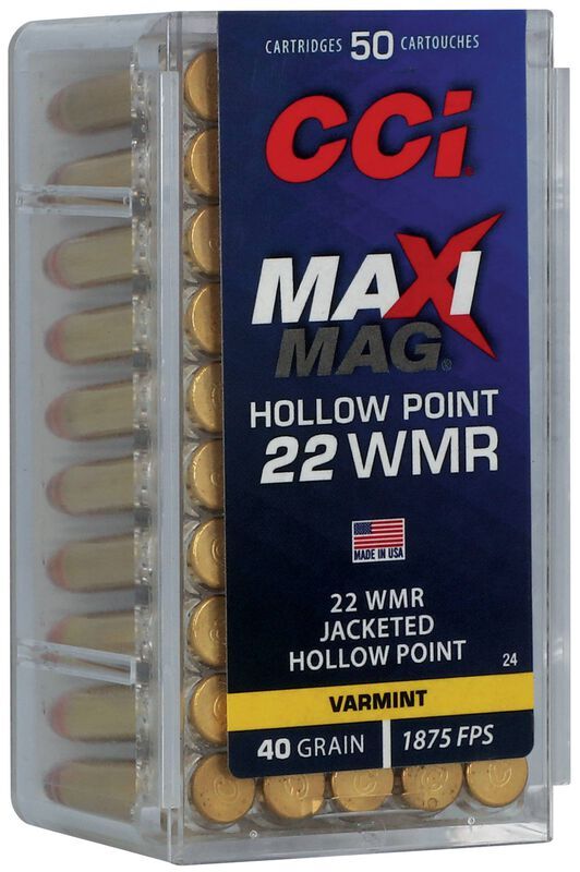 CCI Maxi-Mag .22 WMR, 40 Grain Jacketed Hollow Point Rifle Ammo, 50-Rd