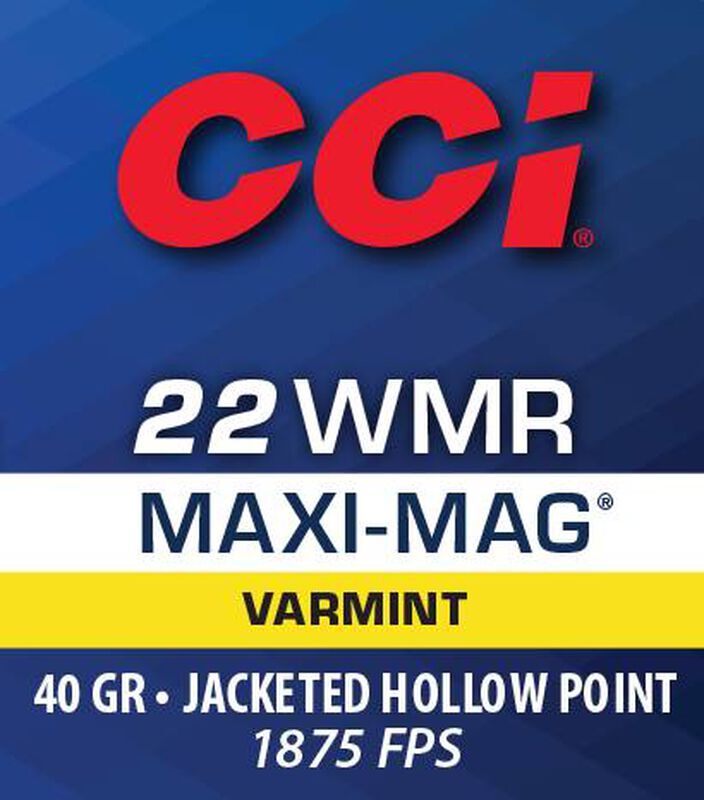 CCI Maxi-Mag .22 WMR, 40 Grain Jacketed Hollow Point Rifle Ammo, 50-Rd