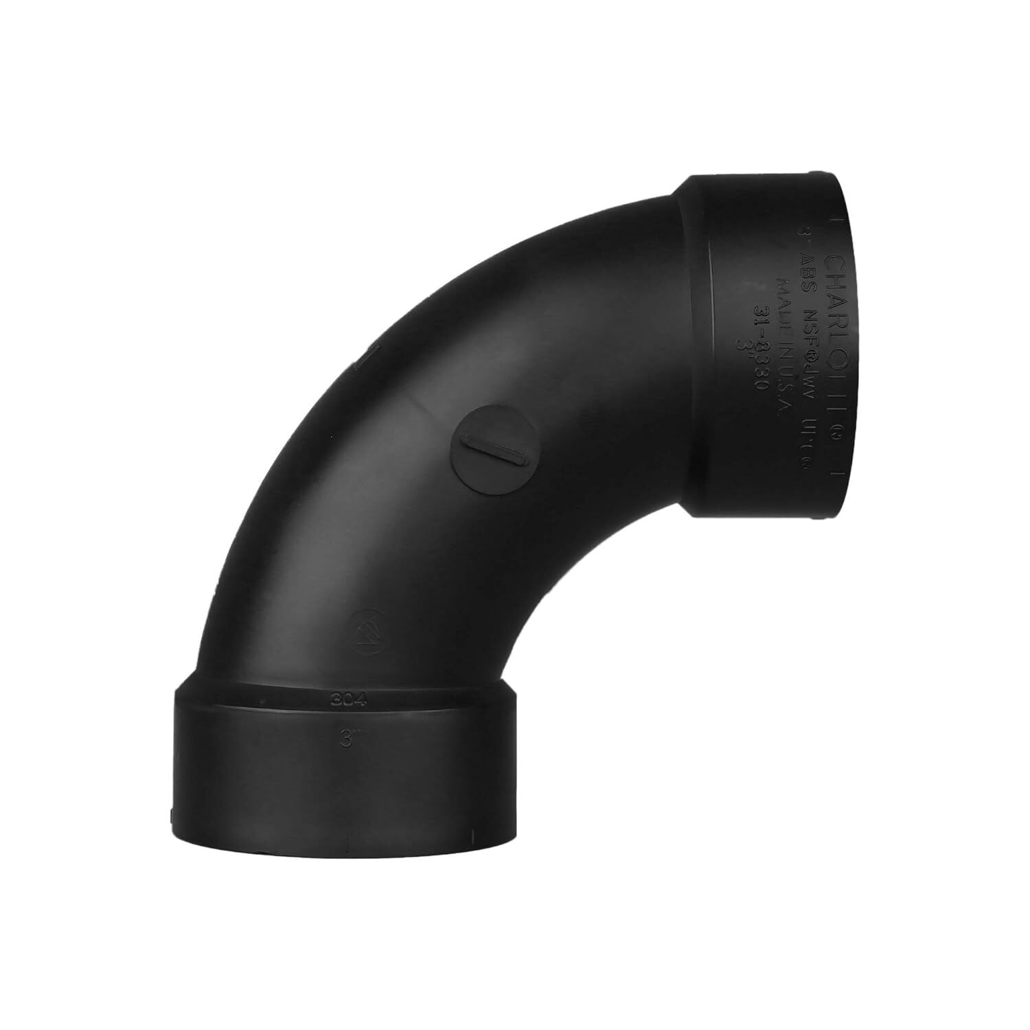 Charlotte Pipe ABS DWV 90° Long Sweep Elbow, 3-In Hub x 3-In Hub