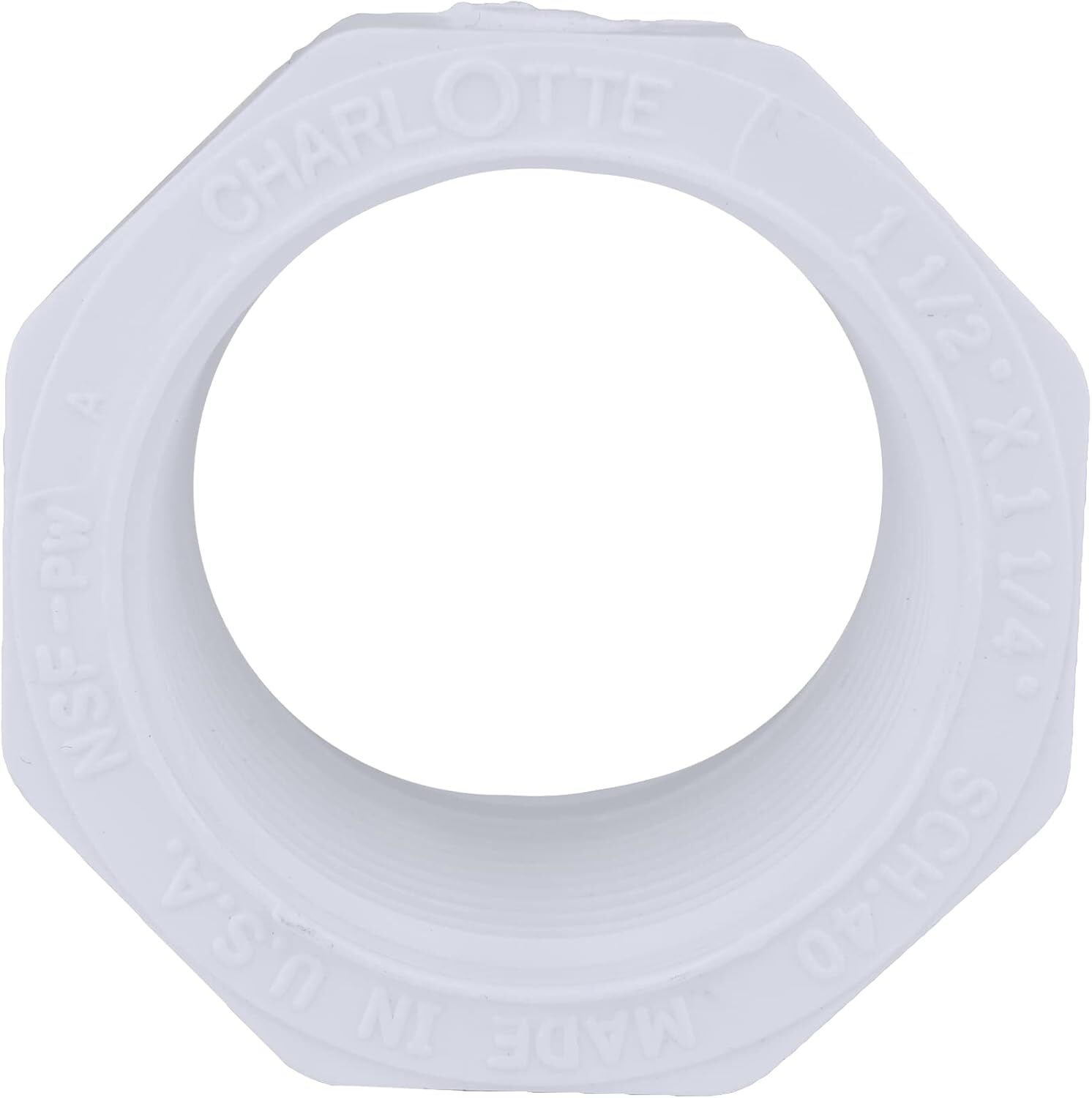 Charlotte Pipe Schedule 40 PVC Reducer Bushing, 1 1/2-In Spigot x 1 1/4-In FPT