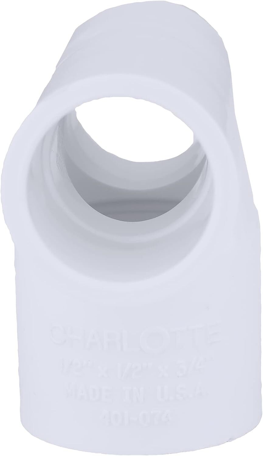 Charlotte Pipe Schedule 40 PVC Reducing Tee, 1/2-In Slip x 1/2-In Slip x 3/4-In Slip