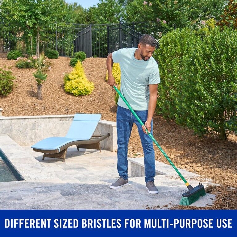 Quickie Bulldozer Indoor/Outdoor Multi-Surface Push Broom, 18-In