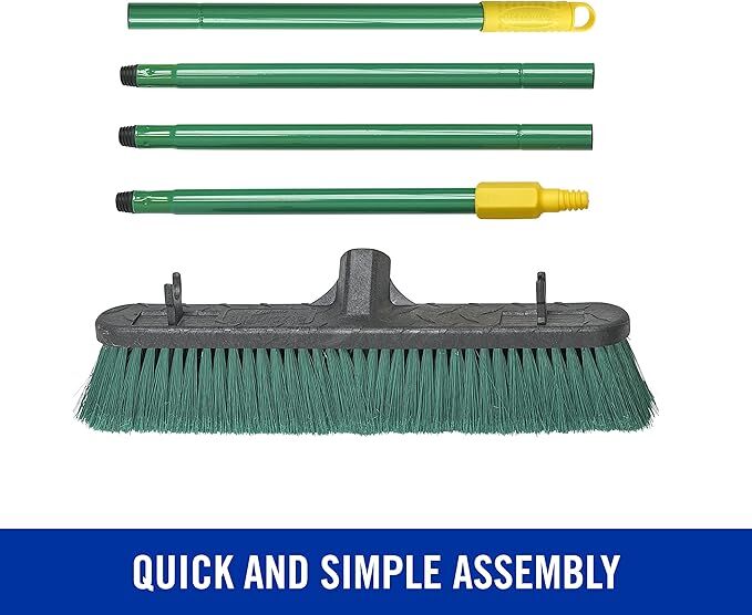 Quickie Bulldozer Indoor/Outdoor Multi-Surface Push Broom, 18-In