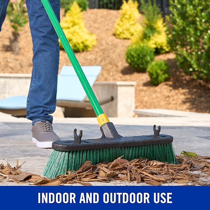 Quickie Bulldozer Indoor/Outdoor Multi-Surface Push Broom, 18-In