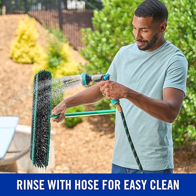 Quickie Bulldozer Indoor/Outdoor Multi-Surface Push Broom, 18-In