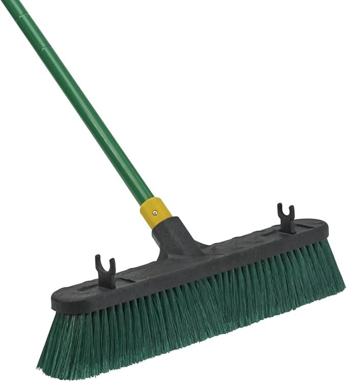 Quickie Bulldozer Indoor/Outdoor Multi-Surface Push Broom, 18-In