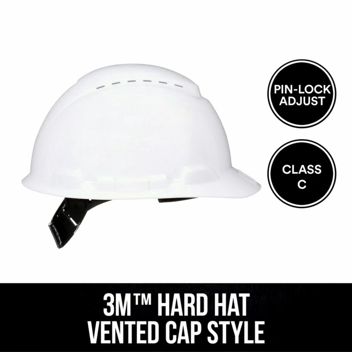 3M White Vented Cap Style Hard Hat With Pin-Lock Adjustment