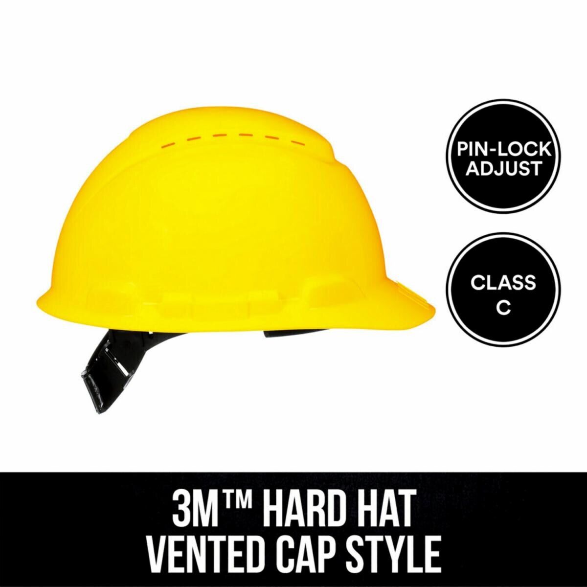 3M Yellow Vented Cap Style Hard Hat With Pin-Lock Adjustment
