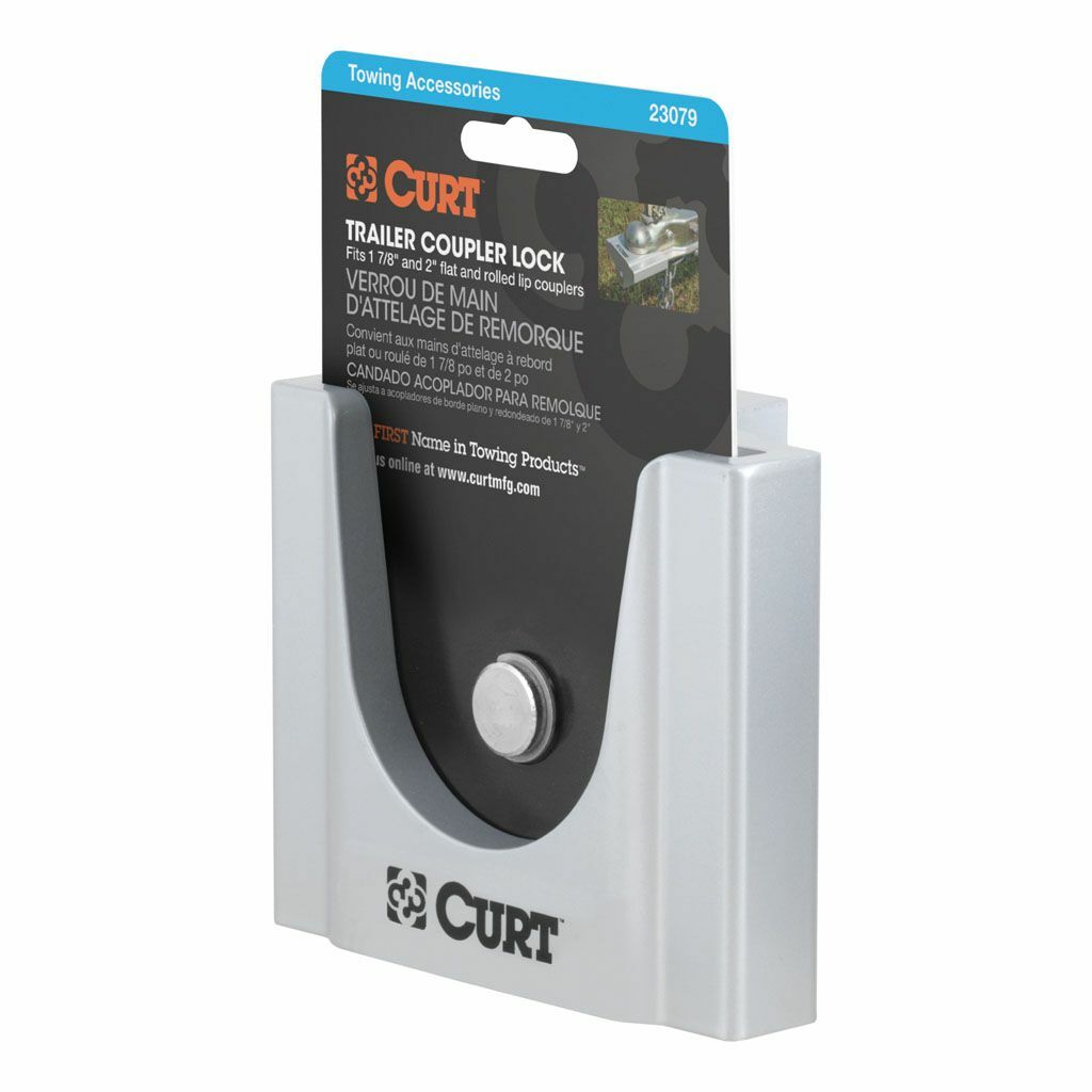 Trailer Coupler Lock, Fits Most 2" Couplers (Gray Aluminum)