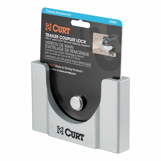 Trailer Coupler Lock, Fits Most 2-5/16" Couplers (Gray Aluminum)